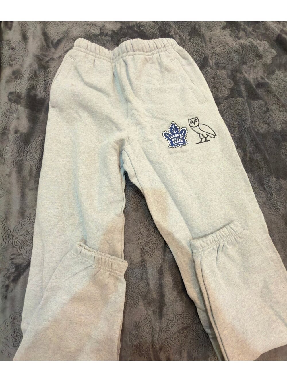 OVO x Toronto Maple Leafs Heather Grey Sweatpants XS Made in